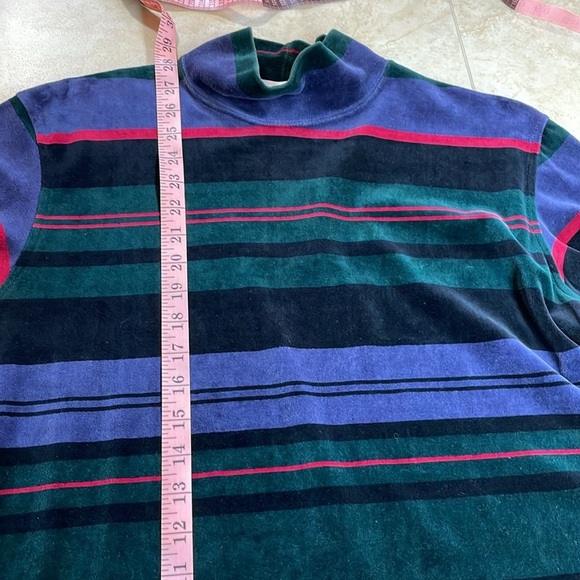 Talbots Petites Women’s Striped Top Velvet Sweater Mock Neck Long Sleeve Size P - Picture 7 of 9